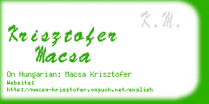 krisztofer macsa business card